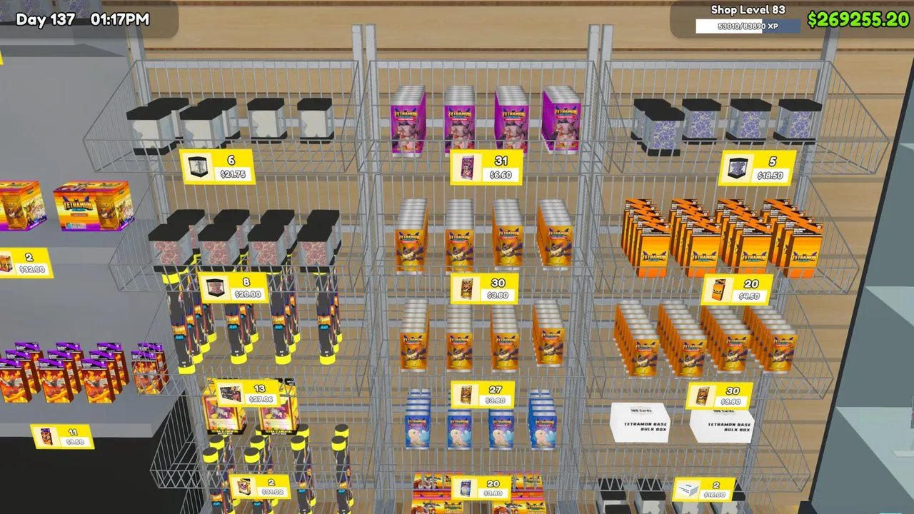 A fully stocked shop with customers walking between the shelves